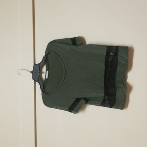 Dark green and mesh top